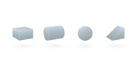 Echantillon des formes 3D du logiciel de modélisation 3D Moblo.