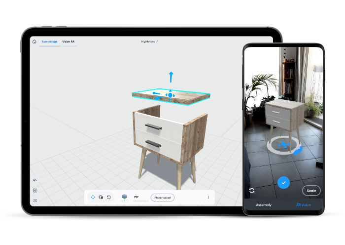 3D furniture visualization with augmented reality with the free 3D mobdeling app Moblo